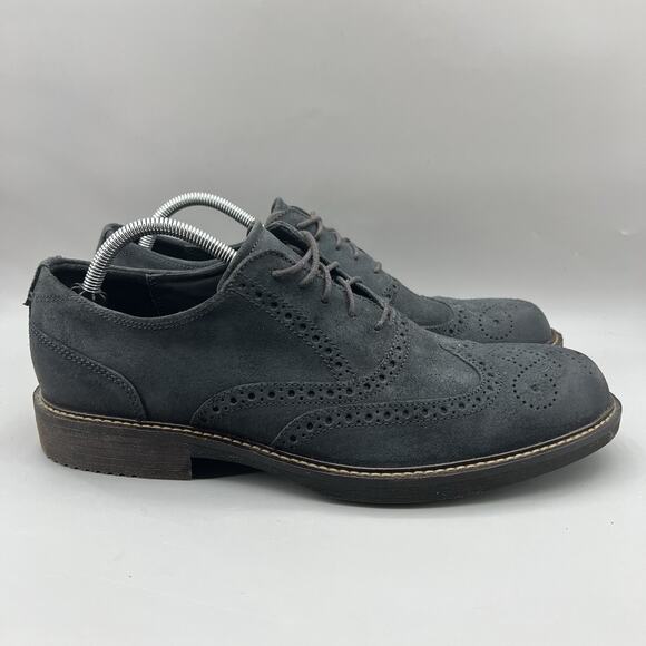 ECCO Kenton Wingtip Brogue Shoes Men Size 10 Blue Nubuck Leather Casual Oxford - Picture 1 of 8